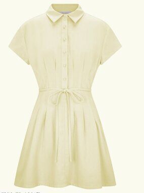 Meshki NWT Aysha Buttoned Linen Mini Dress - Lemon, L